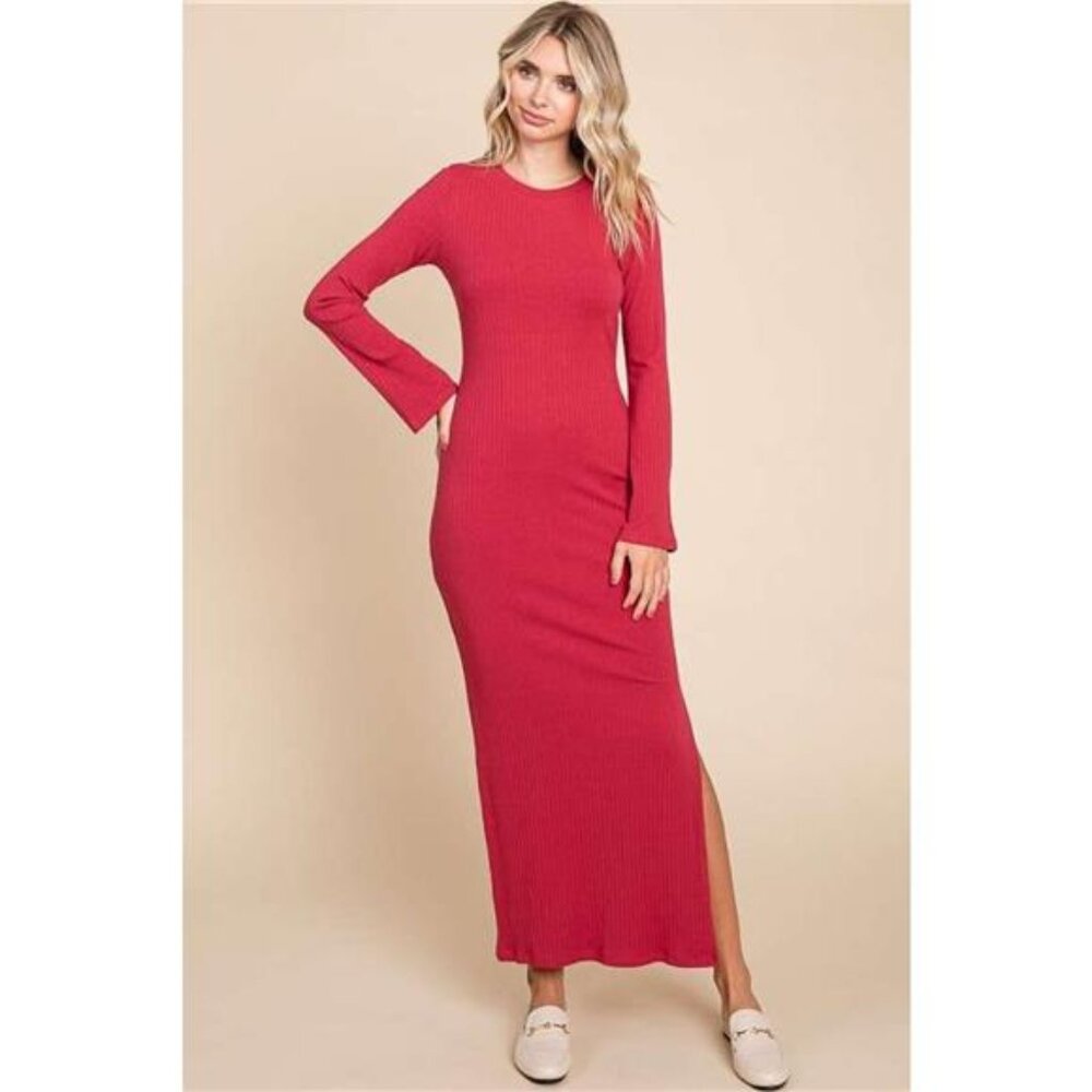 Culture Code Full Size Round Neck Bodycon‎ Bell Maxi Dress